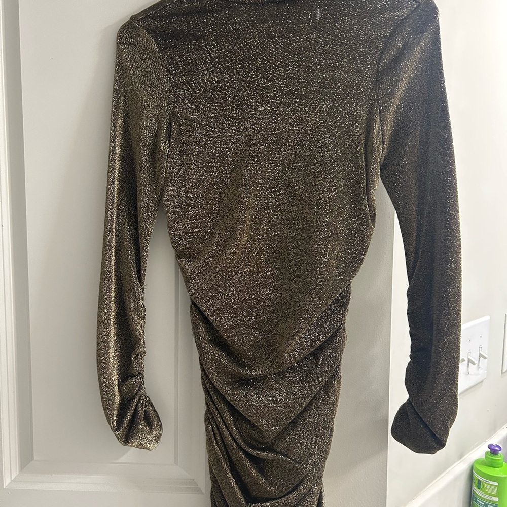 Gold Metallic LIKELY Long Sleeve Dress